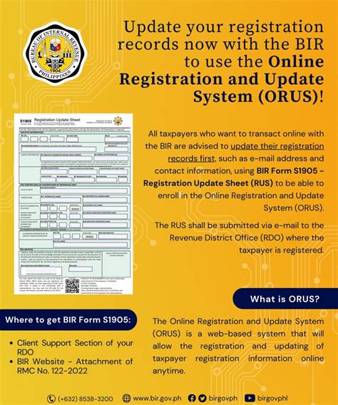 BIR Online Registration and Update System (ORUS) now .